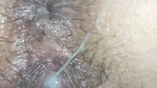 Cum And Piss Inside A Flowing Teen Pussy After Pissing